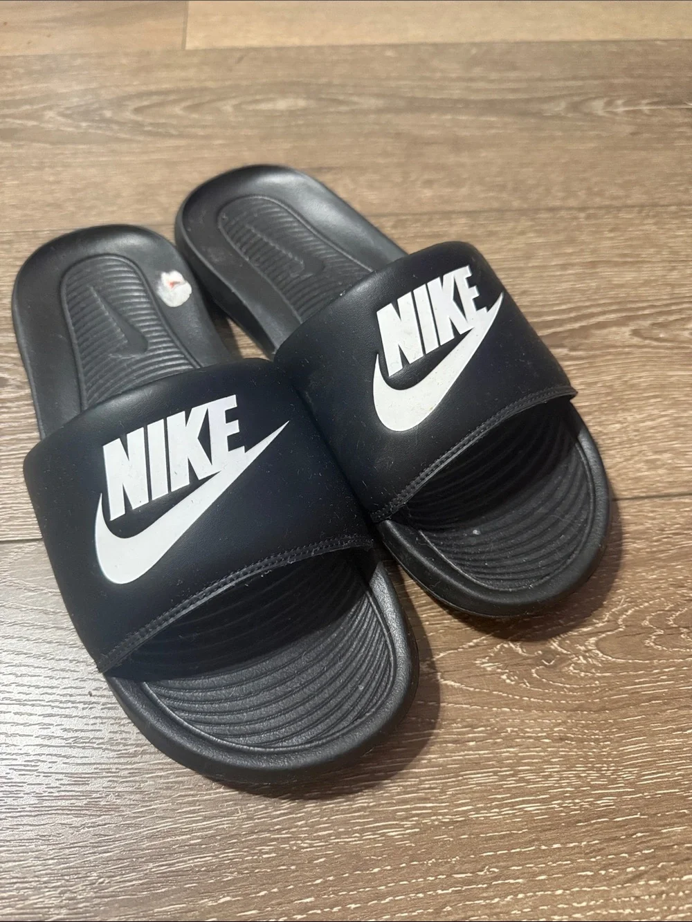 Nike Black Slide Sandals with White Logo